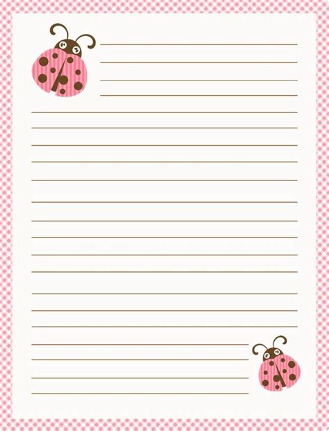 Ladybug Paper Printable Stationary Printable Letter Writing Paper