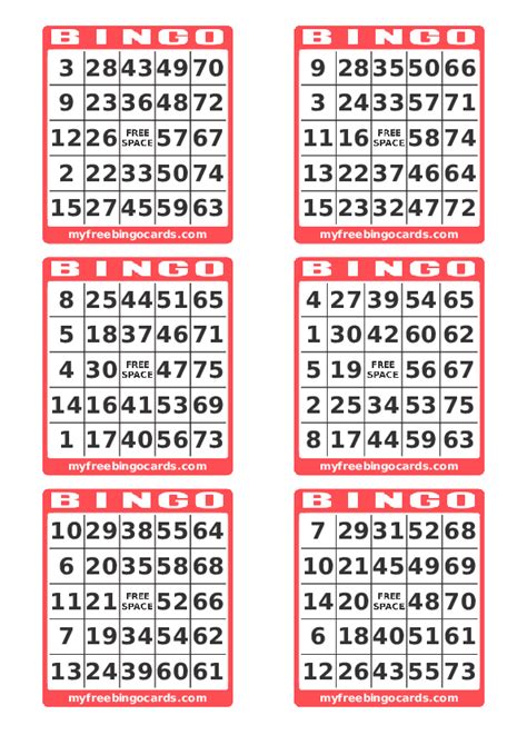 Pdf Free Printable Us Number Bingo Cards 1 75 Kent Catmunan
