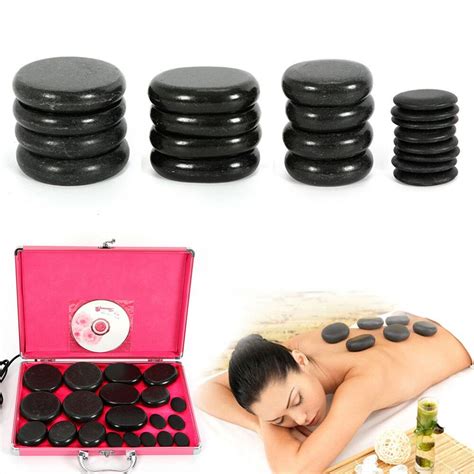 20pcs Energy Hot Stone Hot Basalt Stone Massage Therapy With Heating Box Kit Ebay Stone