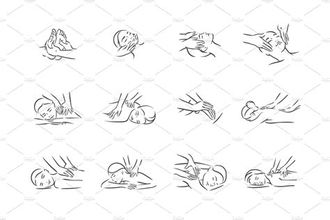 Massage Illustrations Set Adobe Illustrator Vector Illustration