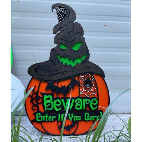 Beware Enter If You Dare Pumpkin Door Hanger Glowforge Shop
