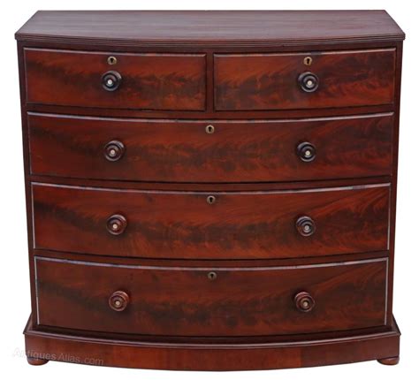 Victorian Flame Mahogany Bow Front Chest Of Drawer Antiques Atlas