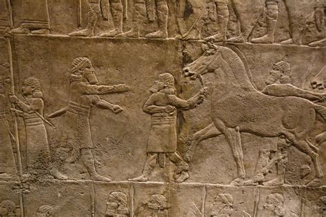 Artistic Assyria Lion Hunts HD Wallpaper