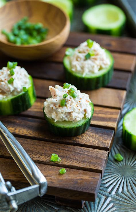 Classic tuna salad is the perfect choice for an easy and quick lunch, made out of savory tuna and crunchy celery, mixed with mayo, mustard, and relish, and a dash of lemon juice. Tuna Salad Cucumber Cups Recipe - Peas and Crayons