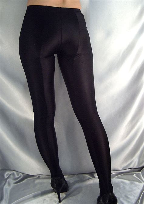 Sexy Black Opaque Thin Shiny Spandex Footed Leggings Mf507 Xs Xxxl Tall