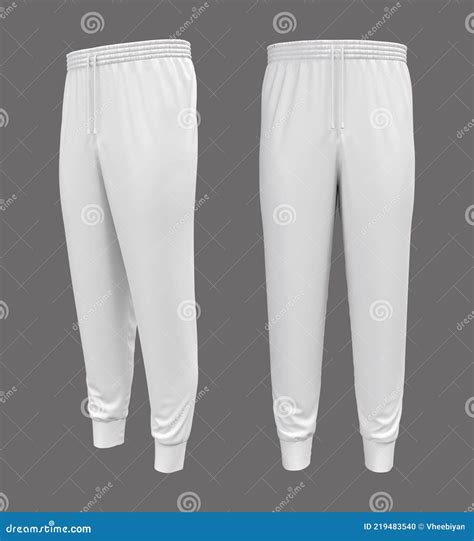 White Joggers Mockup Front And Side Views Sweatpants Stock Illustration Illustration Of