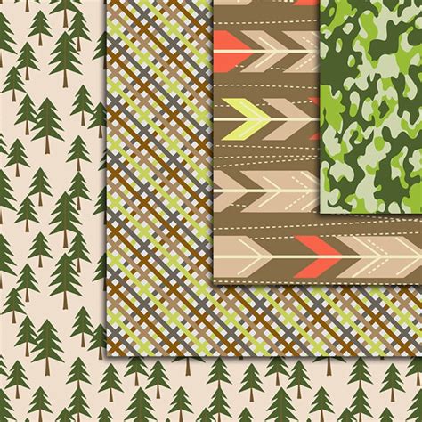 Camping Digital Papers Pack Seamless Patterns 12pcs 300dpi Etsy
