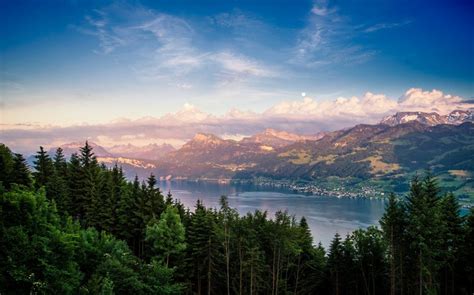 789634 4k 5k Lake Poschiavo Switzerland Lake Mountains Boats