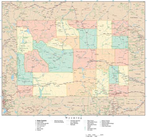 Wyoming State Map In Adobe Illustrator Vector Format Detailed