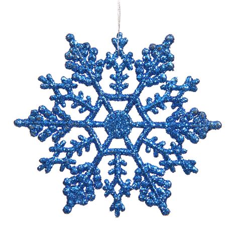 4 Inch Artificial Glitter Snowflake Ornament Set Of 24 Blue M101402