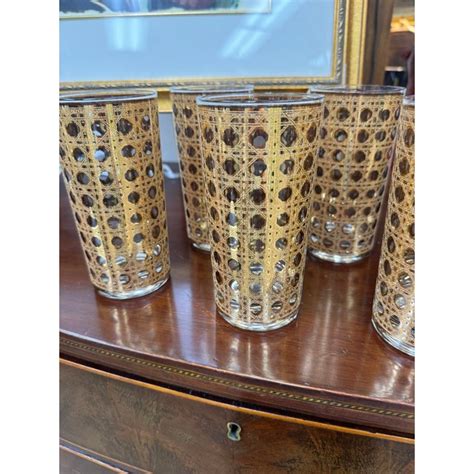 Culver Cannella 1960s 22k Gold Cane Highball Glasses Set Of 6 Chairish