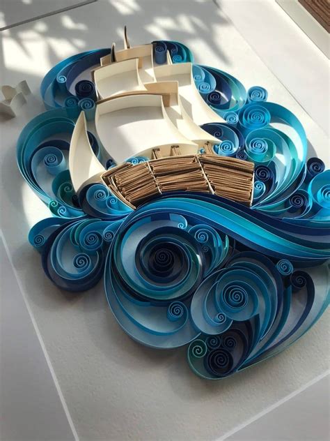 Quilling Templete Ship In Waves Quilling Art Quilling Etsy In 2021