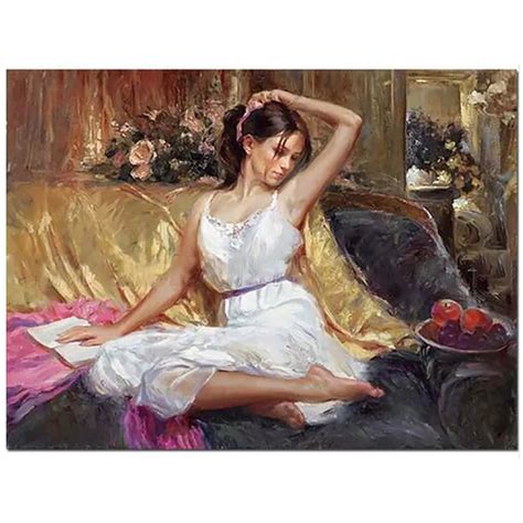 Frameless Canvsa Oil Painting Sexy Dressing Nude Girl Pictures Hand