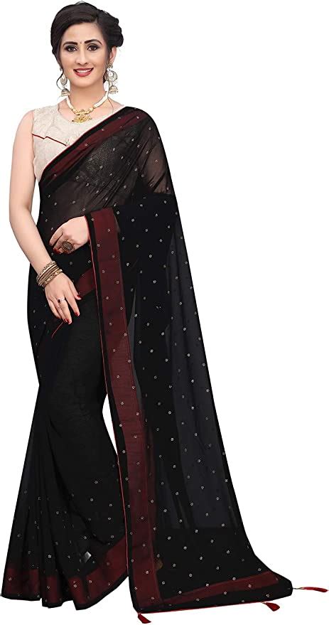 Designer Sarees For Indian Womens Traditional Georgette Black Sari With
