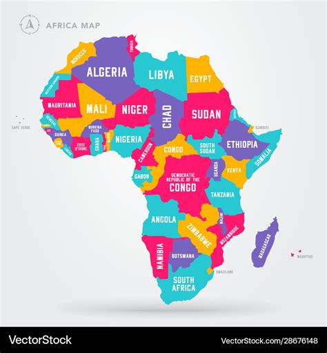 Africa Regions Map With Single African Countries Vector Image