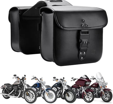 Kemimoto Motorcycle Saddlebags Throw Over Saddle Bags With Lock Small