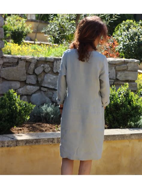 Robe En Lin Gris Vert Luberone