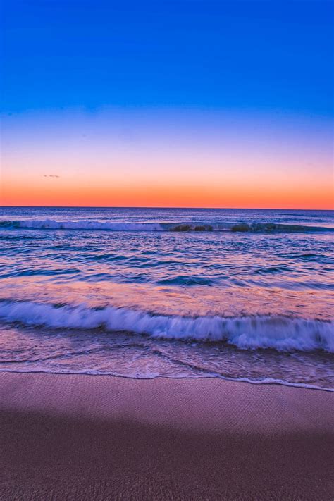 Hd Wallpaper Seawaves Under Blue Sky Beach Beautiful Dawn Dusk
