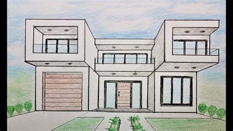 How To Draw A Modern House Step By Step Easy House Po