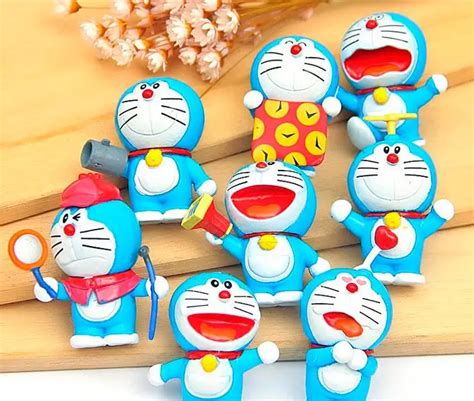 8pcs Cute Doraemon Mini Figure Toys 8 Piece Set Treasure Box Doraemon