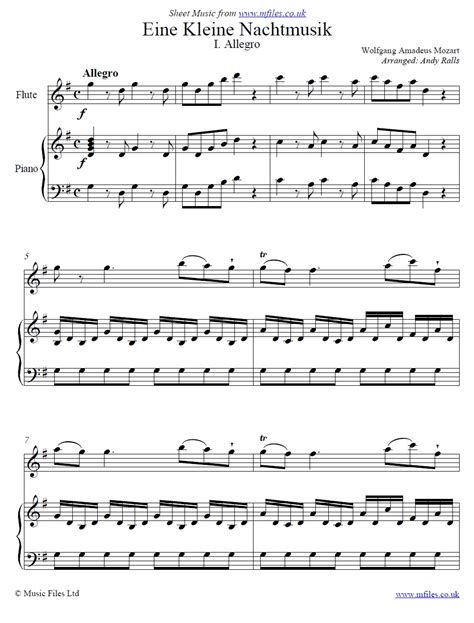 Mozart Eine Kleine Nachtmusik 1st Movement For Flute And Piano