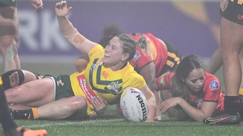 women s rugby league world cup australia cruise into final after dominant 82 0 win over papua