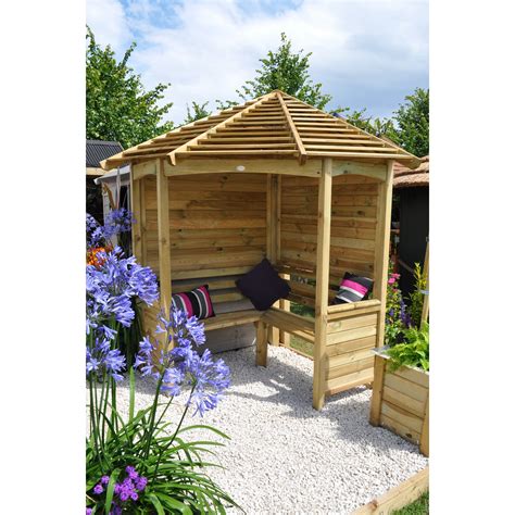 Forest Garden Venetian 4 Seater Wooden Corner Arbour Uk