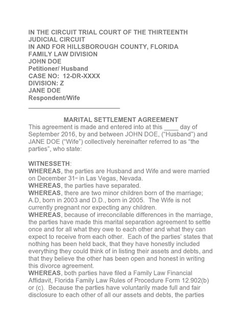 Marital Agreement Template