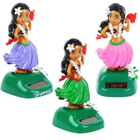 Buy IYSHOUGONG 3 Pack Solar Powered Hula Girl Bobble Shaking Head Doll