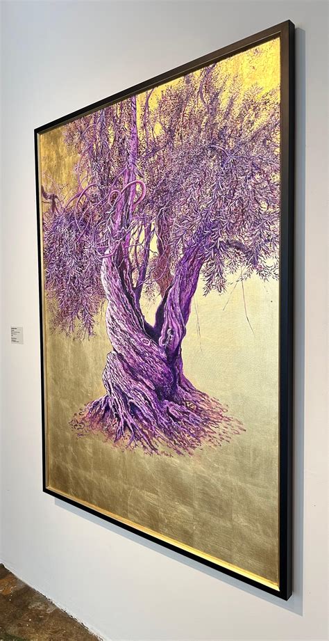Anastasia Gklava Grandiose Elegant Oil And Gold Tree Painting Pink