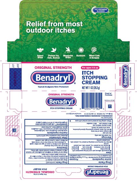 Benadryl Itch Stopping Cream Package Insert Prescribing Information