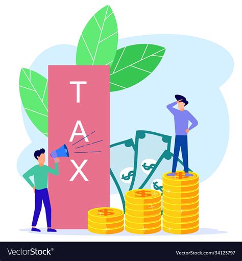 Graphic Cartoon Character Pay Taxes Royalty Free Vector
