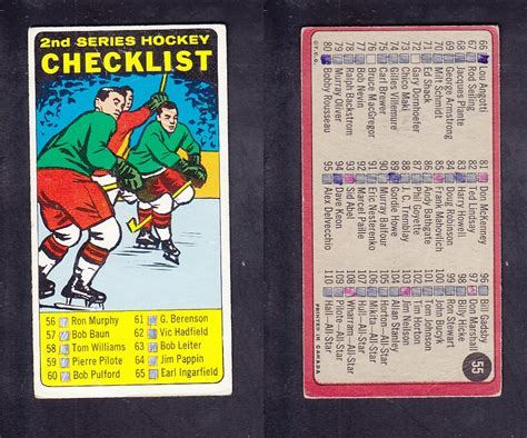 Cs40133058 1964 65 Topps Hockey Card 55 2nd Serie Hockey Checklist