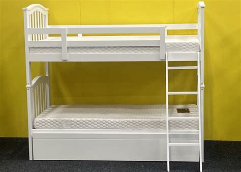 Cosmos White Bunk Beds With Trundle By Sleepland Beds