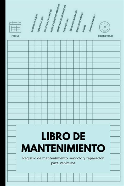 Libro De Mantenimiento Para Coche Registro De Mantenimiento Servicio