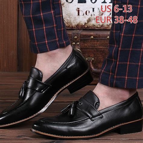 Men Casual Leather Shoes Business Pointed Toe Tassels Dress Shoes