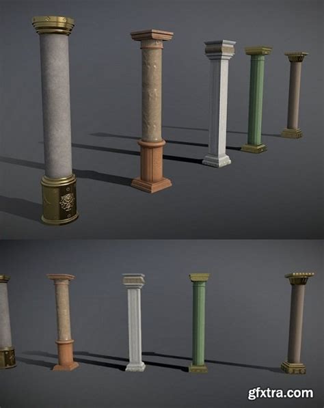 Large Ancient Columns Set 3d Model Gfxtra