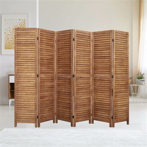 Kinbor 6 Panel Wooden Room Divider Folding Freestanding Privacy Screen Home Furniture Indoor For