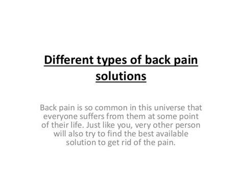 Different Types Of Back Pain Solutions