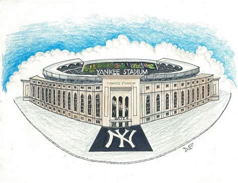 Yankee Stadium Drawing By Marty Fuller