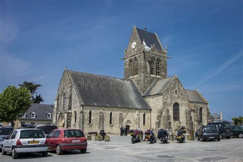 Sainte Mere Eglise Church Editorial Stock Image Image Of Cars 62360229