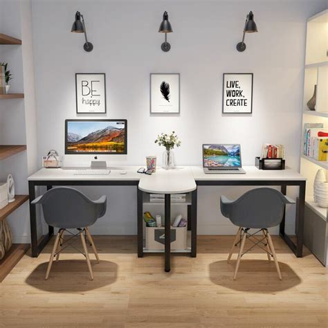 Inbox Zero Double Workstation Desk Wayfairca Home Office Setup