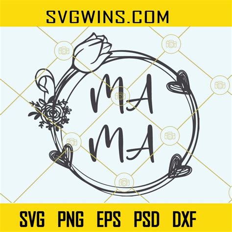 Mama floral wreath with hearts svg, Mama Wreath Svg, Mama SVG, Floral