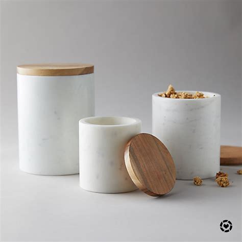 White Marble Acacia Wood Canister Wood Canisters Acacia Wood