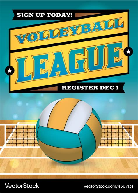 Volleyball League Flyer Royalty Free Vector Image