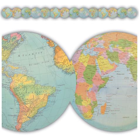 Travel The Map Globes Die Cut Border Trim Tcr8640 Teacher Created