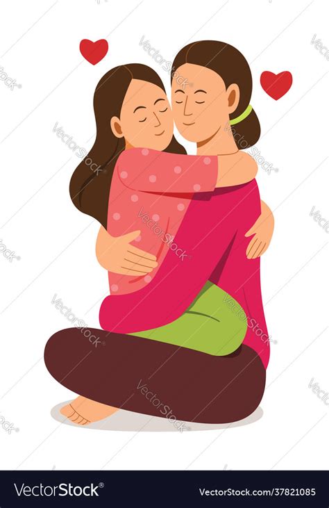 Mother Cuddle Daughter Royalty Free Vector Image