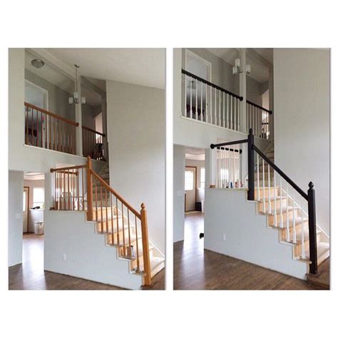 Before And After Of Oak Stair Banister Stained The Banister With General