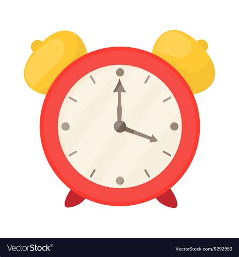 Cartoon doodle alarm clock on a white background vector illustration. Red alarm clock icon cartoon style Royalty Free Vector Image