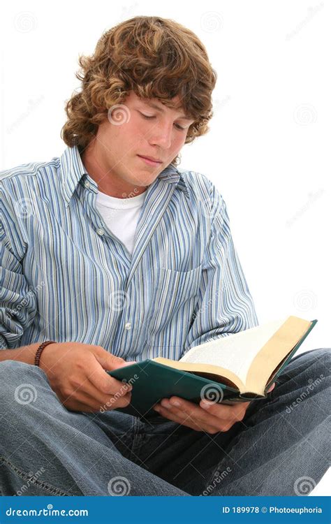 Attractive Teen Boy Reading Book Stock Photo Image Of Adolescent